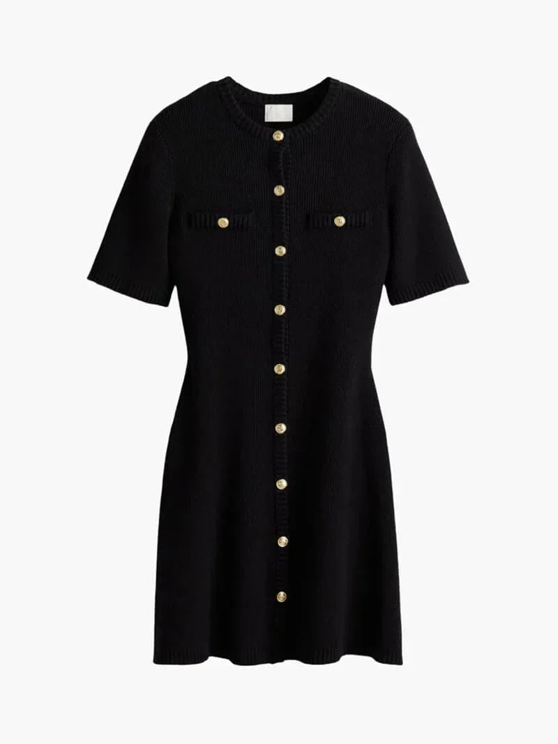 Robe Courte Côtelée Boutons Frontaux 2 Coloris | ROBEMODE