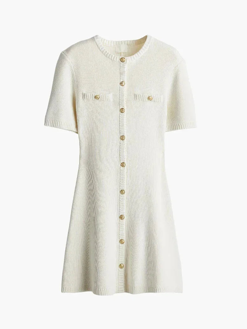 Robe Courte Côtelée Boutons Frontaux 2 Coloris | ROBEMODE