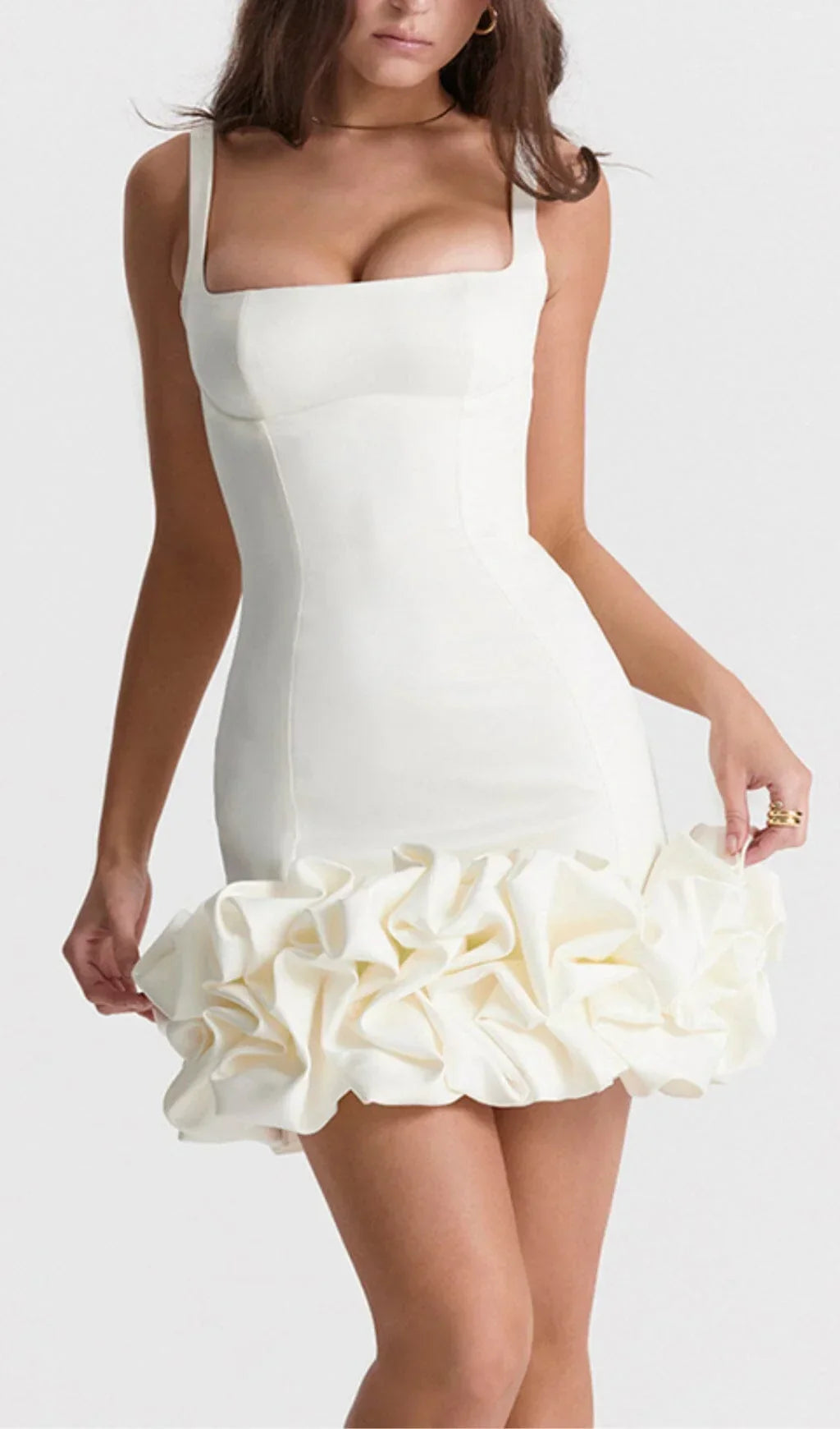 Robe Courte Femme Blanche à Volants 1 Coloris | ROBEMODE