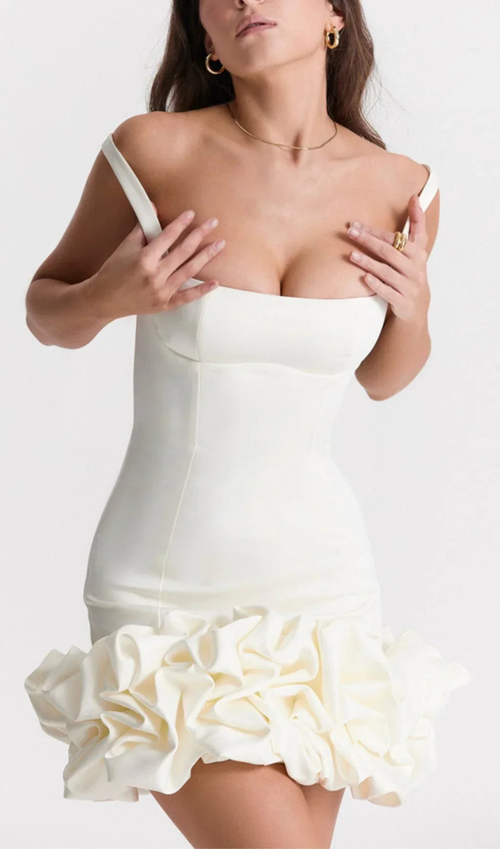 Robe Courte Femme Blanche à Volants 1 Coloris | ROBEMODE