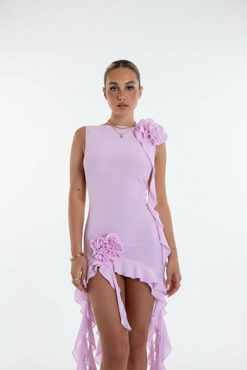 Robe Courte Femme Dos Nu | Rose ou Violet + Romantique + Élégante S-L | ROBEMODE