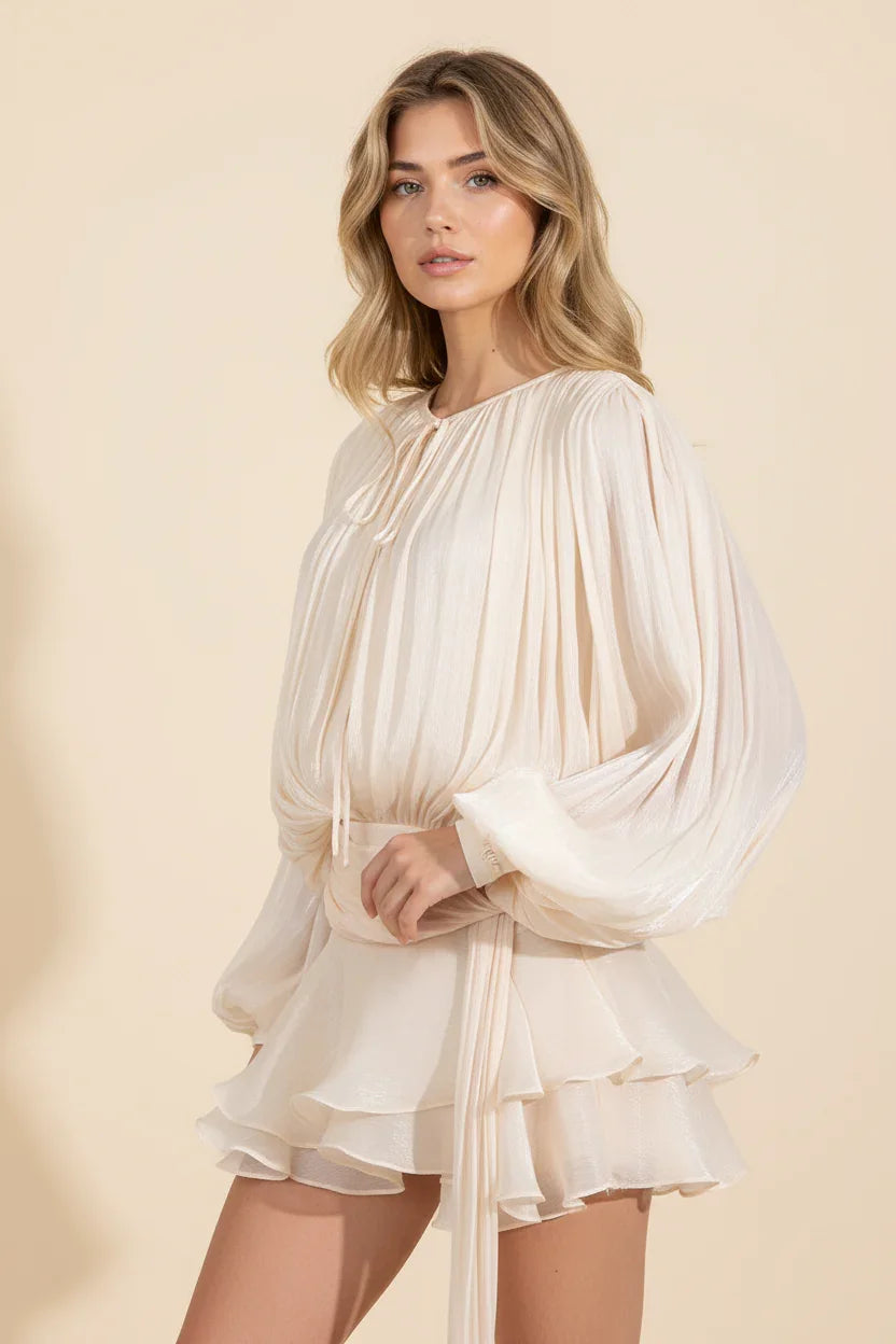 Robe Courte Femme Manches Ballon Fluide Été 7 Coloris | ROBEMODE