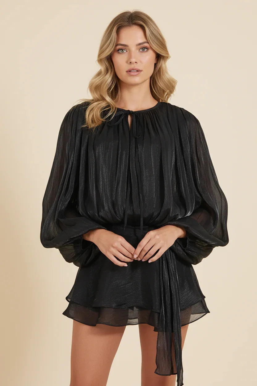 Robe Courte Femme Manches Ballon Fluide Été 7 Coloris | ROBEMODE