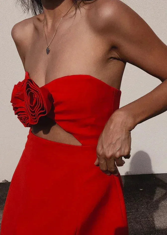 Robe Courte Femme Bustier Découpes Florales Soirée | ROBEMODE