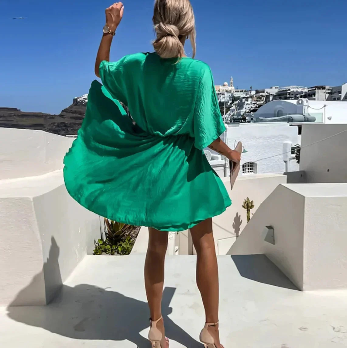 Robe Courte Cache-Cœur Fluide Manches Courtes 4 Coloris | ROBEMODE