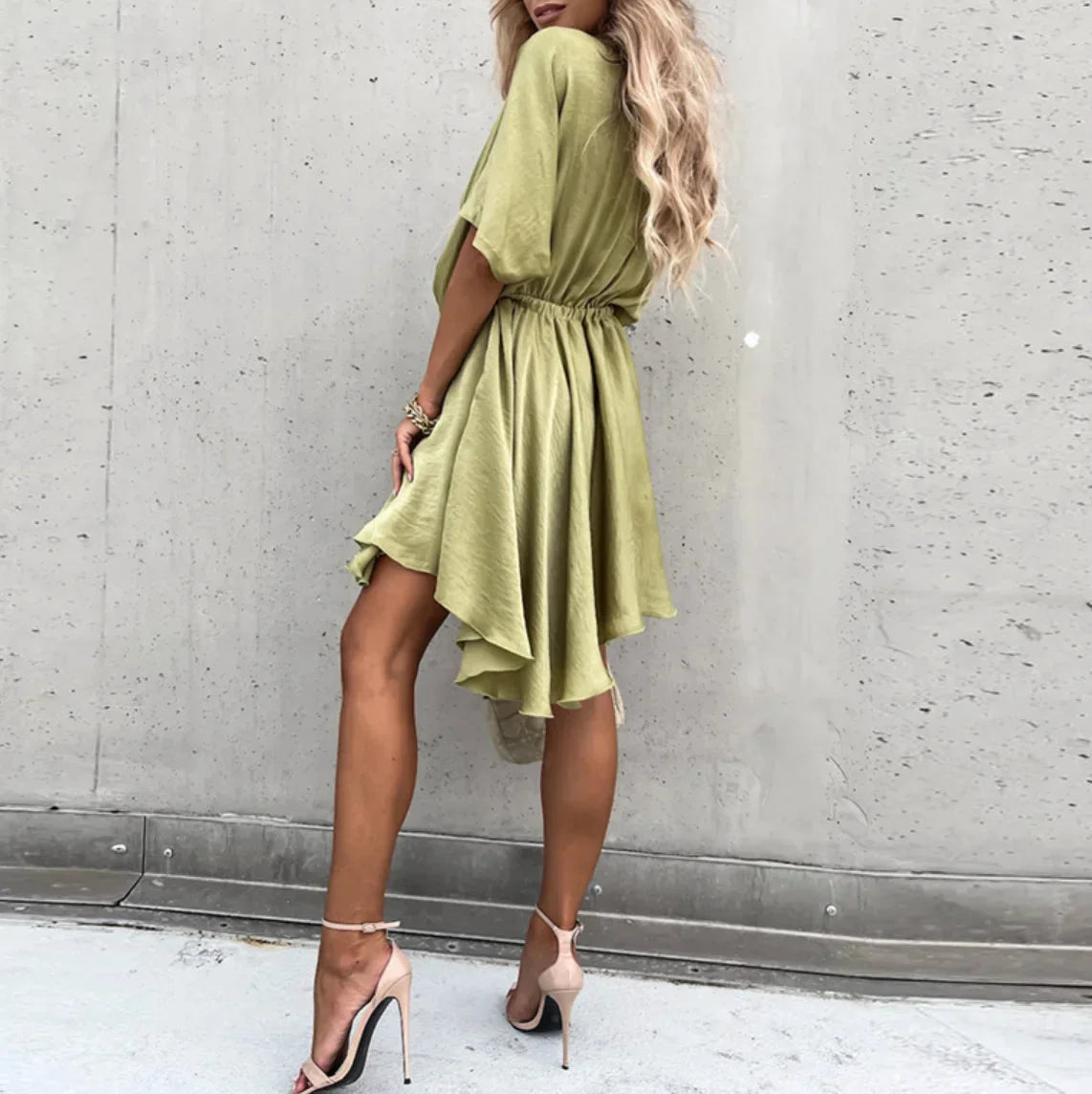 Robe Courte Cache-Cœur Fluide Manches Courtes 4 Coloris | ROBEMODE