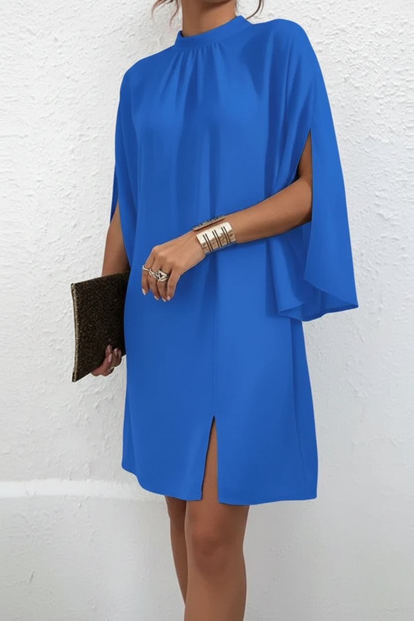 Robe Courte Femme Manches Chauve-Souris Col Plissé | Soirée Chic 10 Coloris | ROBEMODE