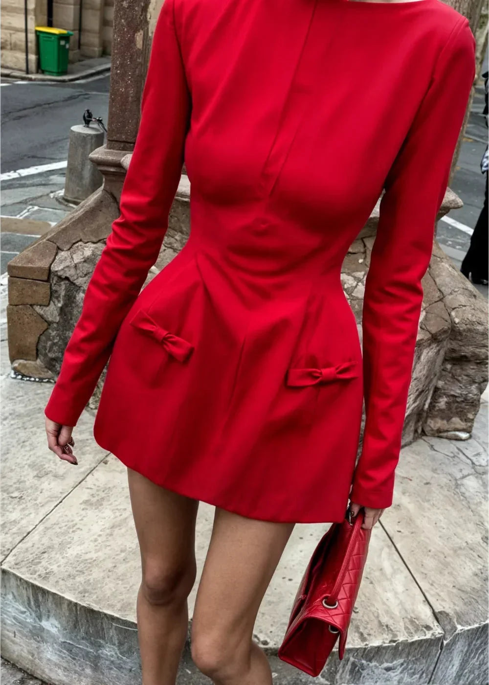 Robe Courte Manches Longues Nœud Dos Soirée 2 Coloris | ROBEMODE