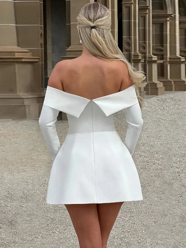 Robe Courte Soirée Épaules Dénudées avec Poches | 2 Coloris + Chic + Pratique S-L | ROBEMODE
