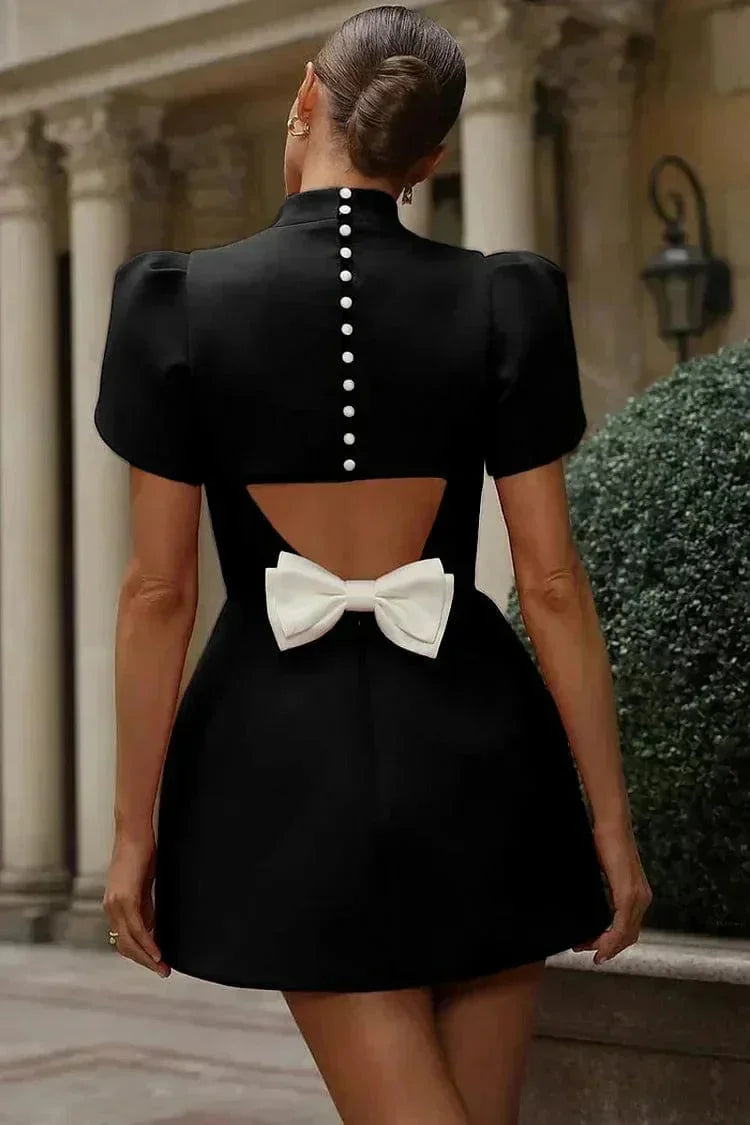 Robe Courte Femme Manches Structurées Cocktail | Silhouette Ajustée 3 Coloris | ROBEMODE