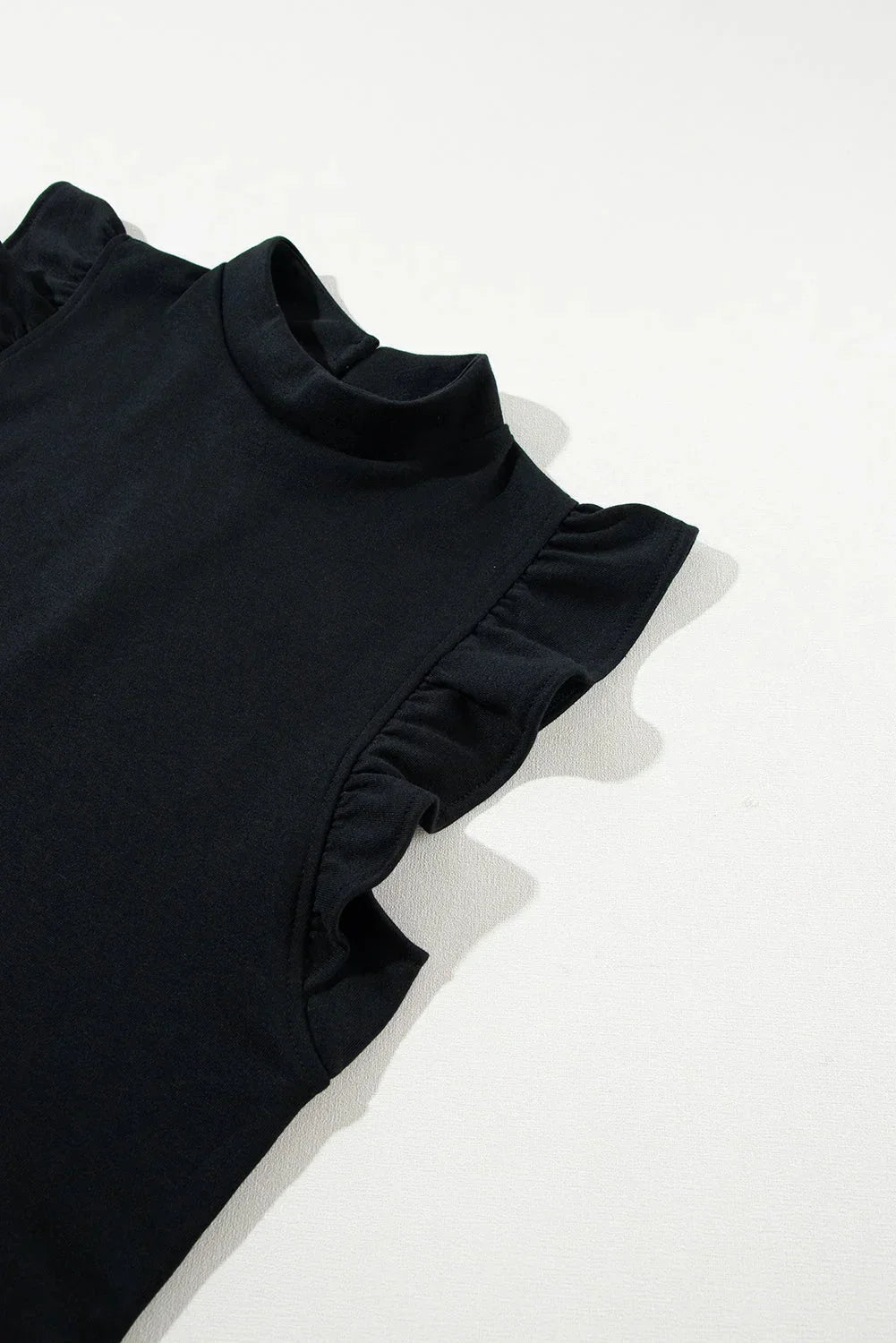 Robe courte noire à volants manches courtes femme | ROBEMODE