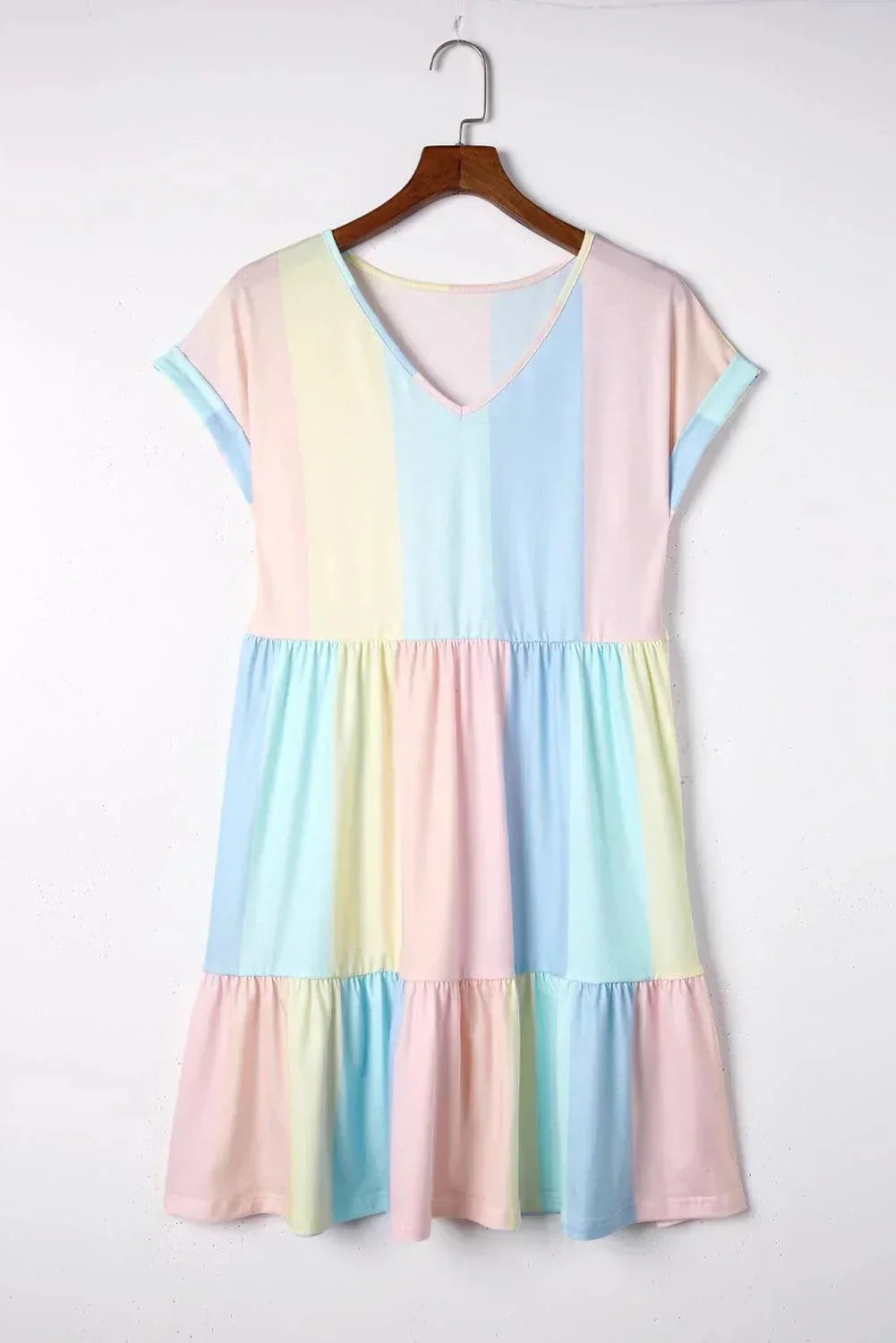 Robe courte fluide à volants et manches courtes été | ROBEMODE
