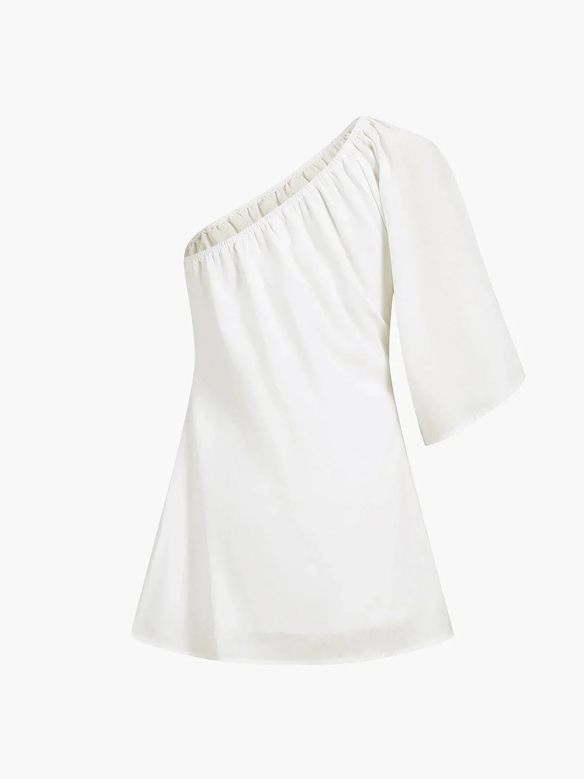 Robe Courte Épaule Dénudée Manches Bouffantes Été Blanche | ROBEMODE