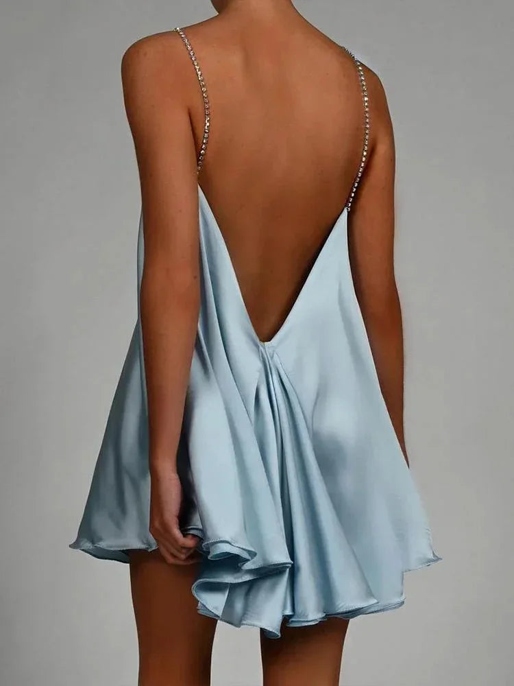 Robe Courte Fluide Chaînes Décoratives Soirée 3 Coloris | ROBEMODE