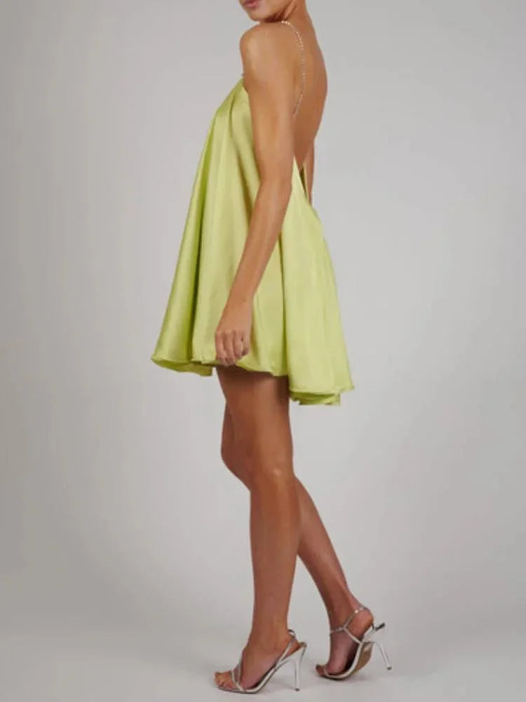 Robe Courte Fluide Chaînes Décoratives Soirée 3 Coloris | ROBEMODE
