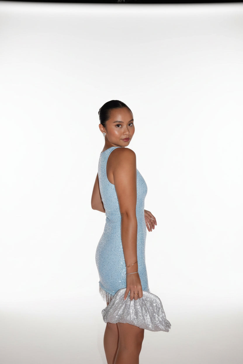 Robe courte femme soirée sans manches franges brillantes | Coupe féminine + Style élégant + Facile à accessoiriser – ROBEMODE