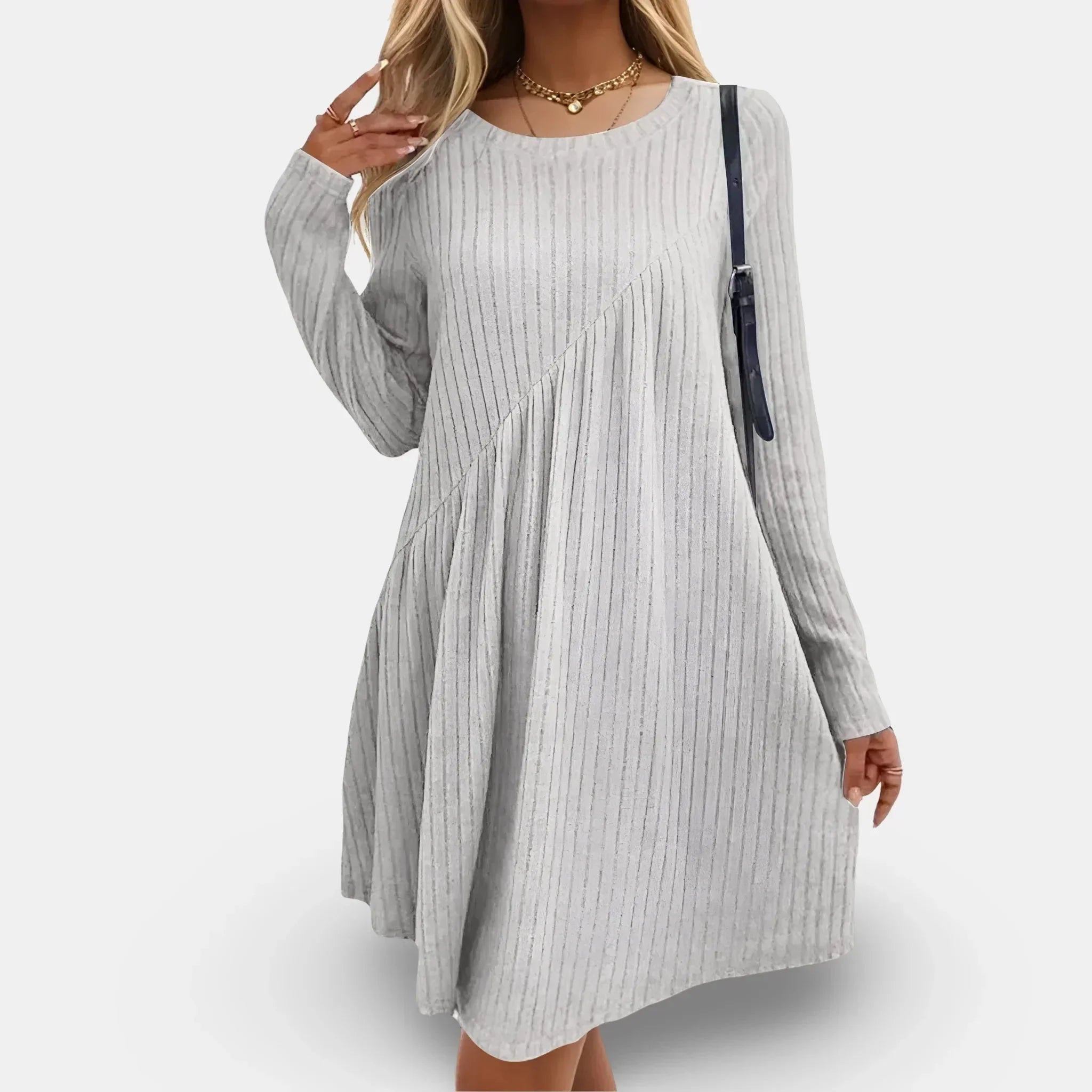 Robe courte texturée manches longues coupe fluide automne | ROBEMODE