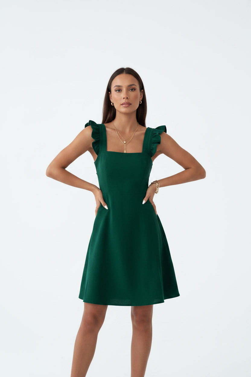 Robe Courte Évasée Femme Manches Volants Estivale | 5 Coloris XS-L | ROBEMODE