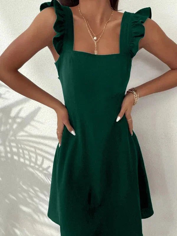 Robe Courte Évasée Femme Manches Volants Estivale | 5 Coloris XS-L | ROBEMODE