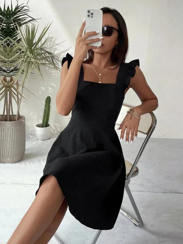 Robe Courte Évasée Femme Manches Volants Estivale | 5 Coloris XS-L | ROBEMODE