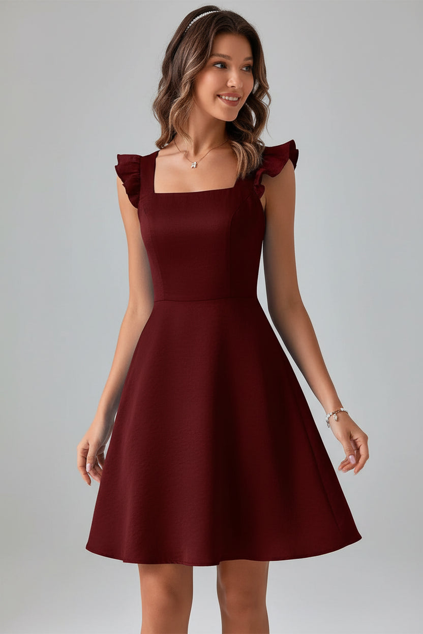 Robe Courte Évasée Femme Manches Volants Estivale | 5 Coloris XS-L | ROBEMODE