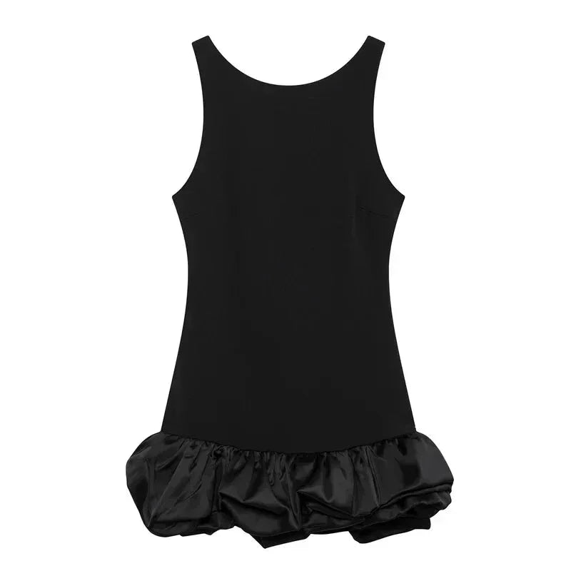 Robe Courte Sans Manches Ourlet Volanté 3 Coloris | ROBEMODE