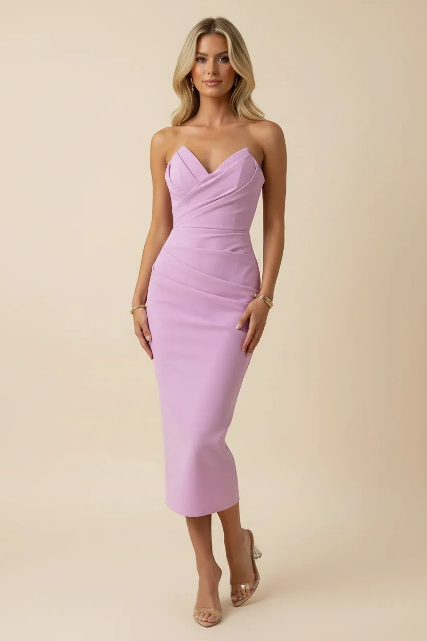Robe midi moulante femme drapée | ROBEMODE