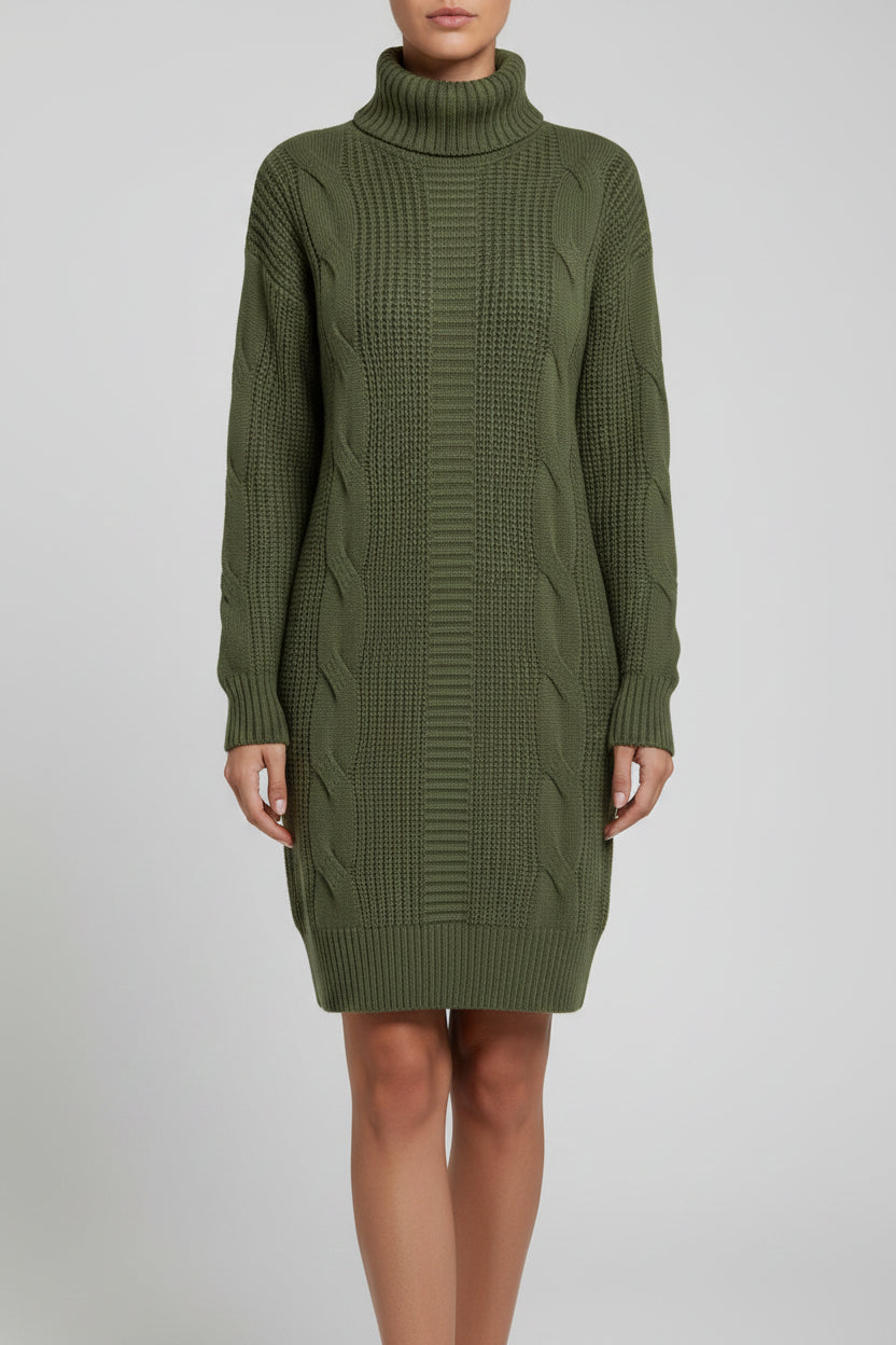 Robe pull courte femme torsadée avec col roulé | Coupe féminine + Style élégant + Facile à accessoiriser – ROBEMODE