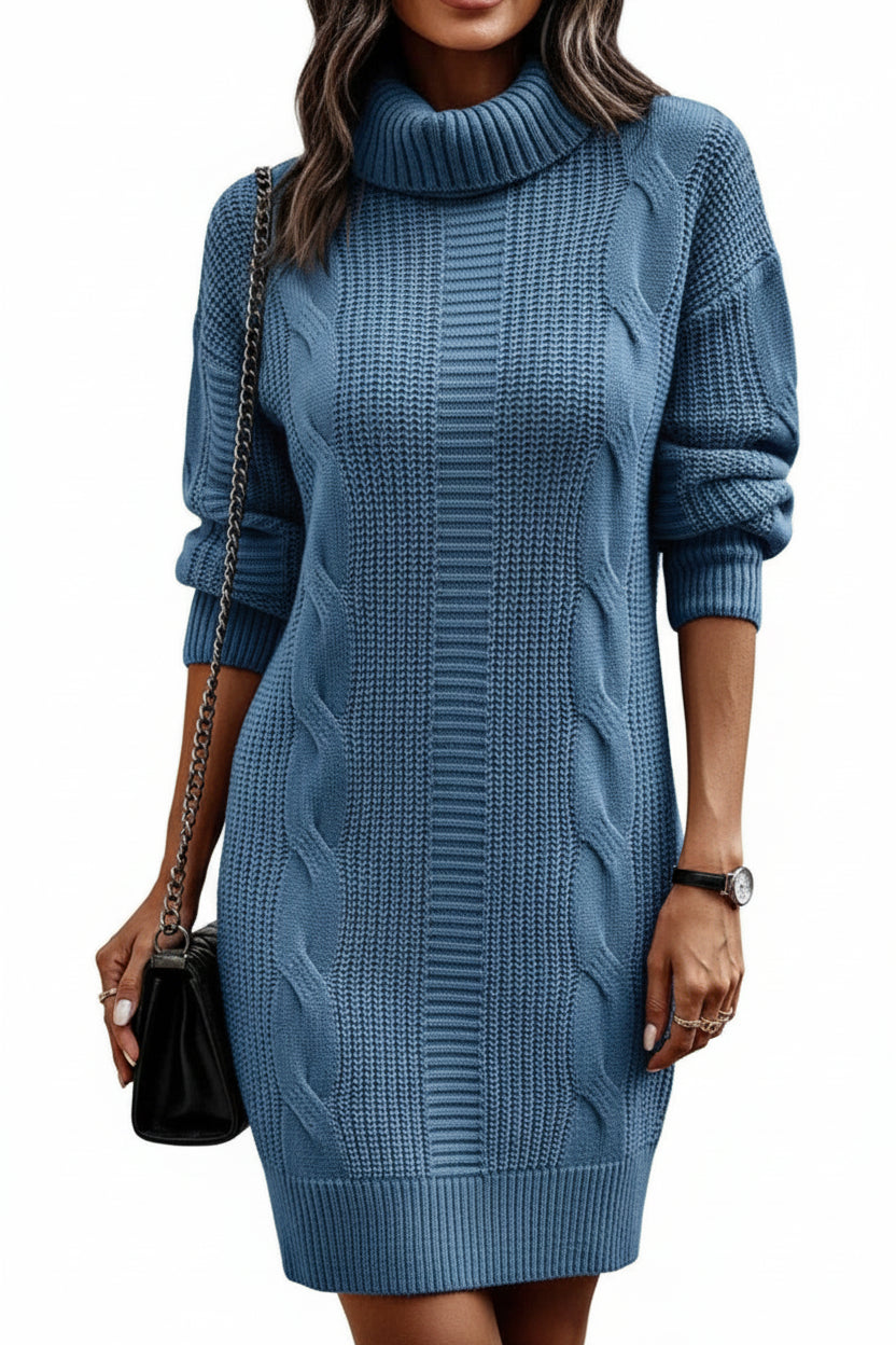 Robe pull courte femme torsadée avec col roulé | Coupe féminine + Style élégant + Facile à accessoiriser – ROBEMODE