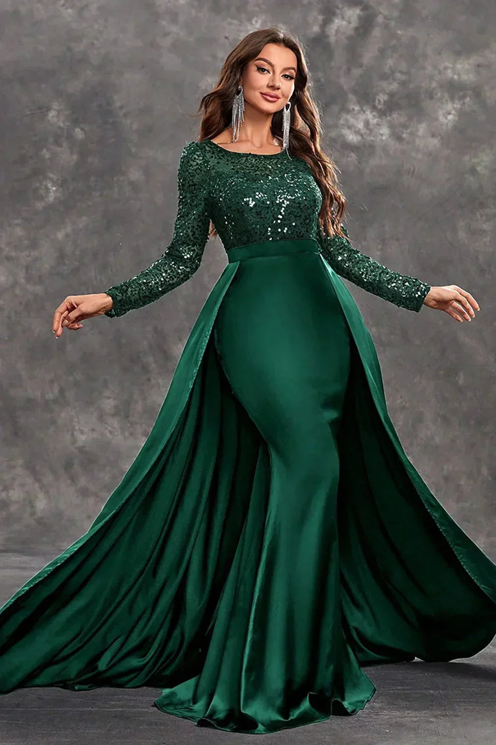 Robe Longue Soirée Sequins Haut Ajusté Jupe Fluide 3 Coloris | ROBEMODE