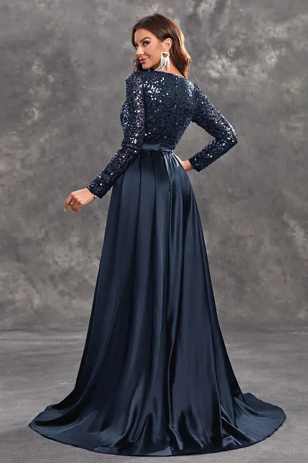 Robe Longue Soirée Sequins Haut Ajusté Jupe Fluide 3 Coloris | ROBEMODE