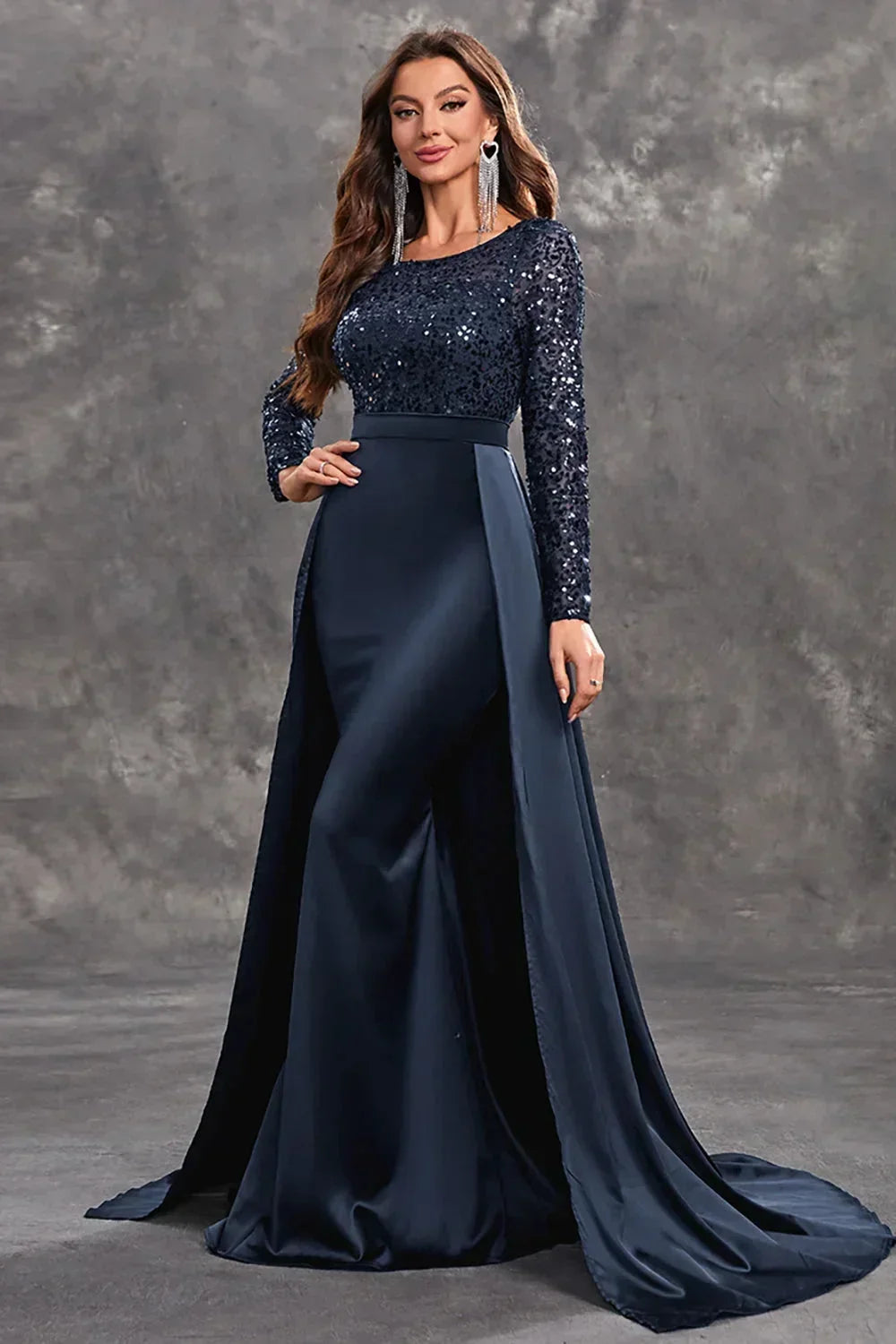 Robe Longue Soirée Sequins Haut Ajusté Jupe Fluide 3 Coloris | ROBEMODE