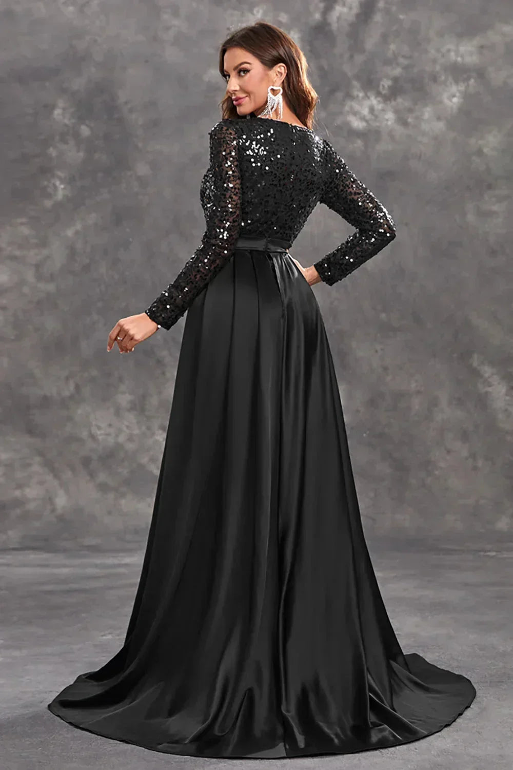 Robe Longue Soirée Sequins Haut Ajusté Jupe Fluide 3 Coloris | ROBEMODE
