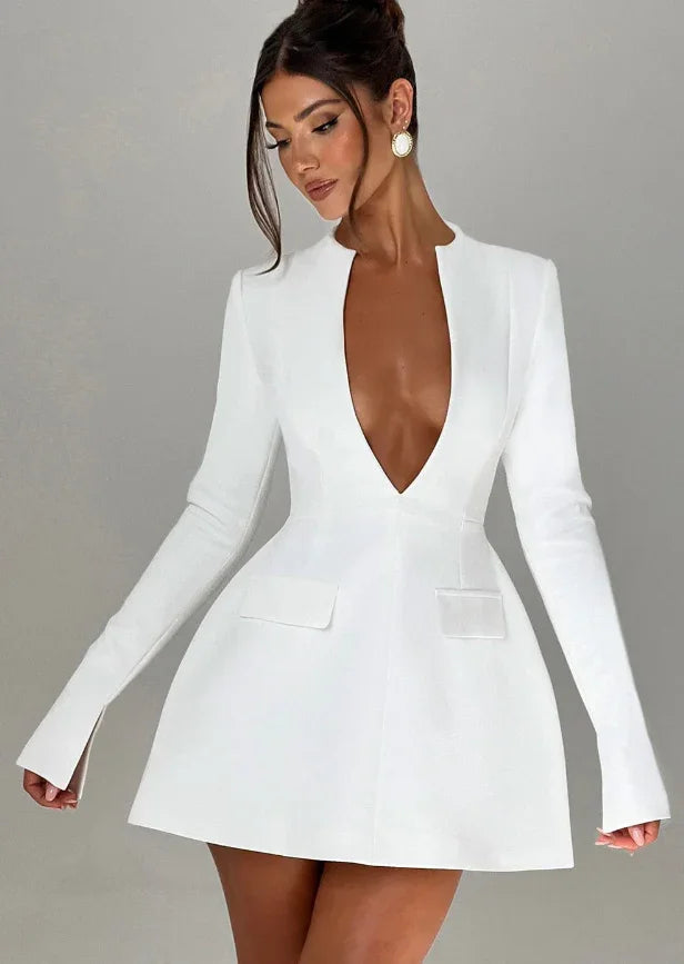 Robe Courte Femme Noire Manches Longues | Élégante + 2 Coloris + Polyvalente Saisons | ROBEMODE