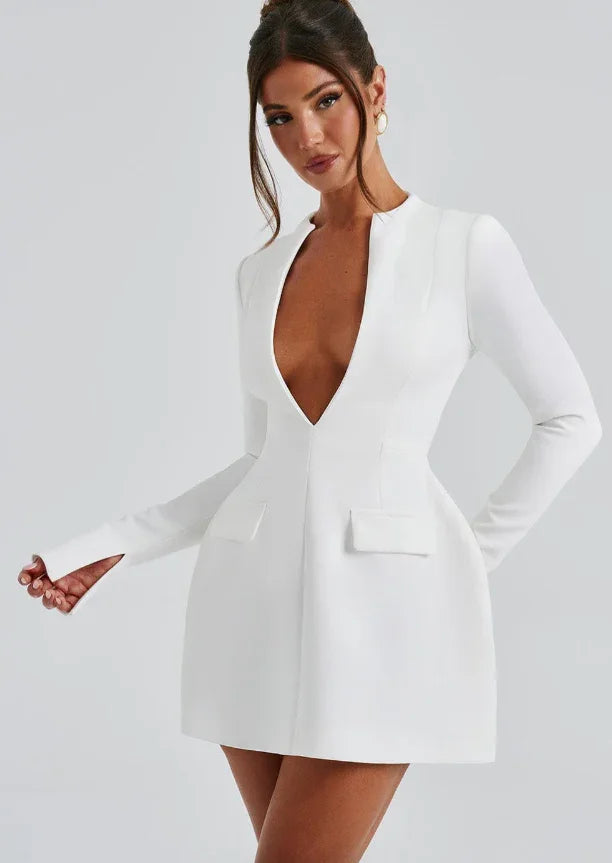 Robe Courte Femme Noire Manches Longues | Élégante + 2 Coloris + Polyvalente Saisons | ROBEMODE