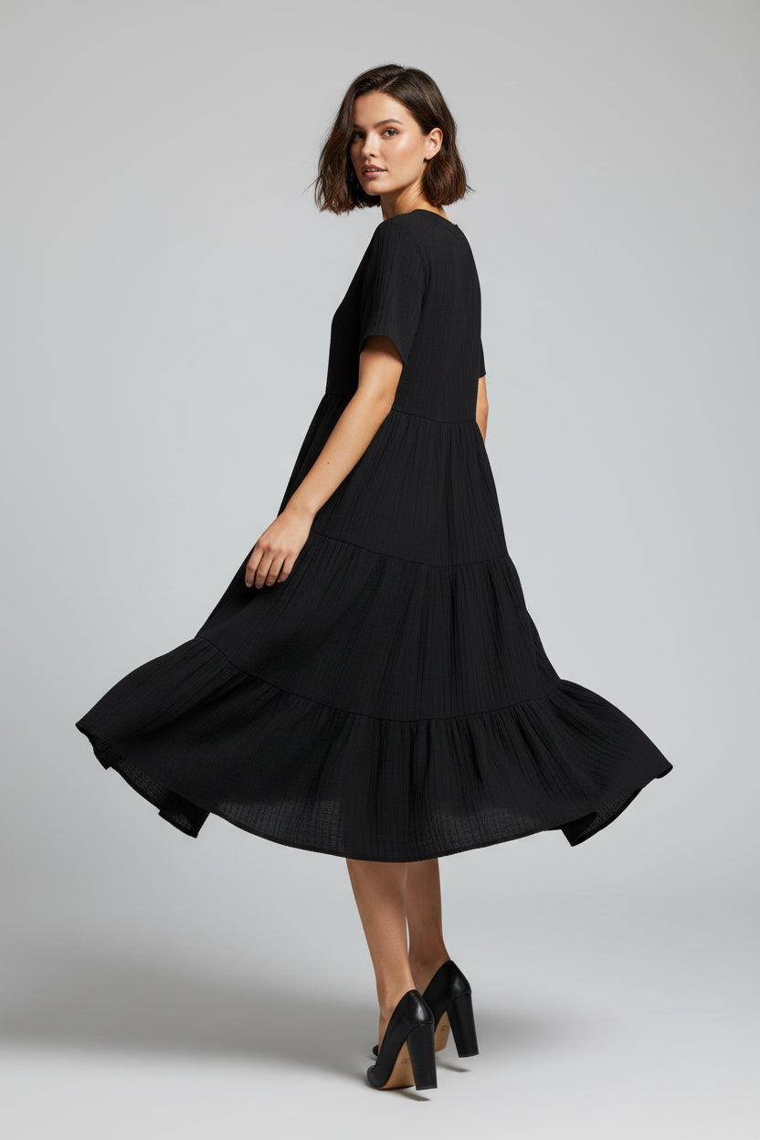 Robe bohème estivale pour femme – Coupe fluide évasée A-line, col V | ROBEMODE