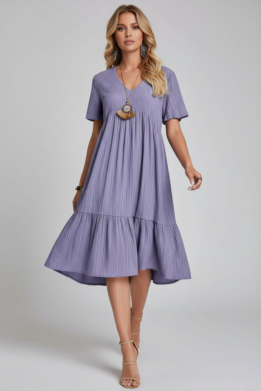 Robe bohème estivale pour femme – Coupe fluide évasée A-line, col V | ROBEMODE