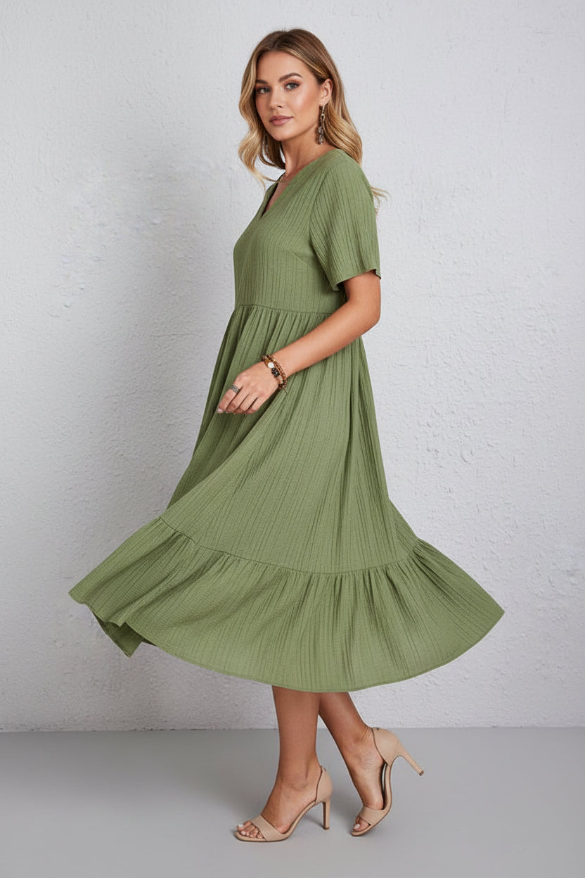 Robe bohème estivale pour femme – Coupe fluide évasée A-line, col V | ROBEMODE