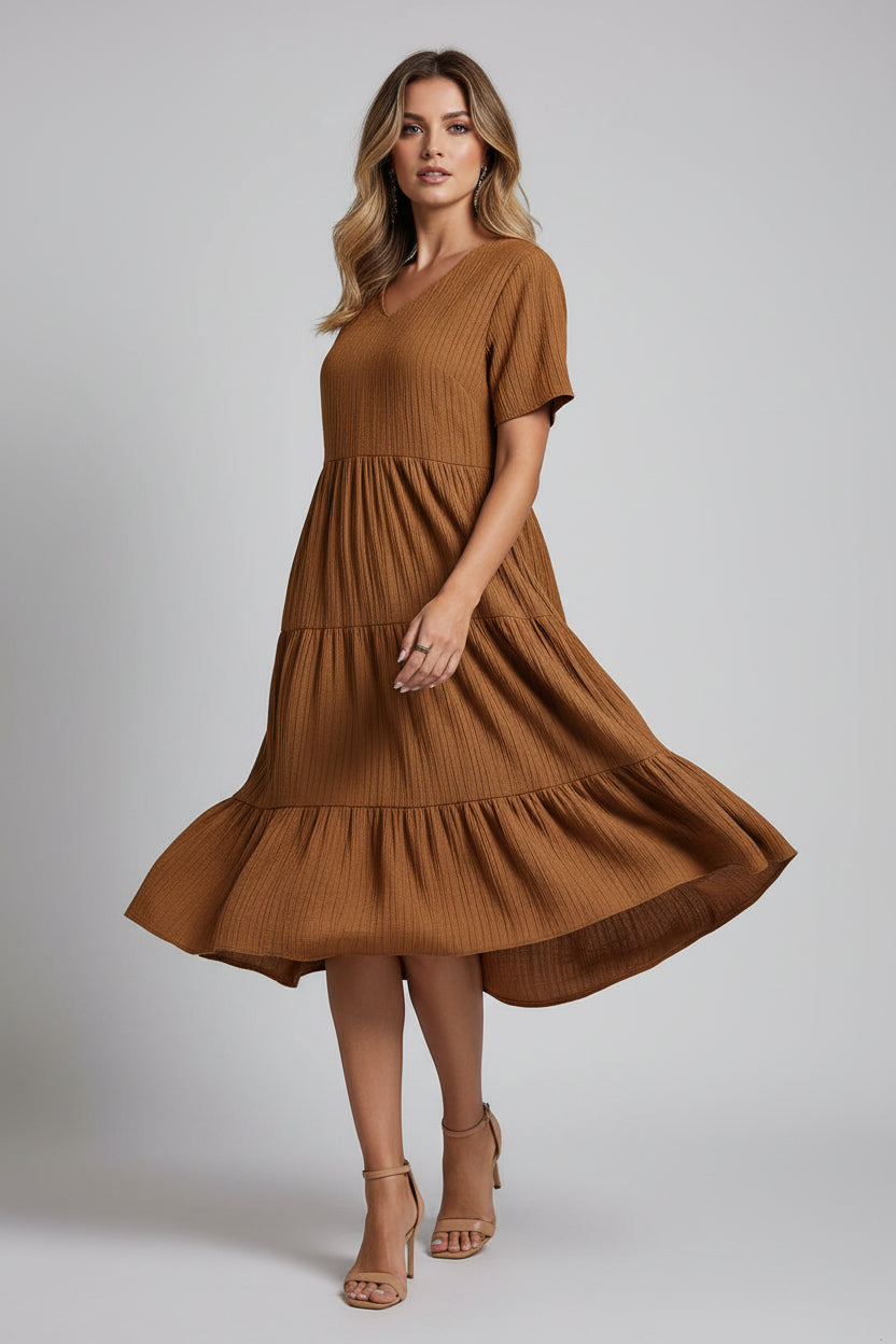 Robe bohème estivale pour femme – Coupe fluide évasée A-line, col V | ROBEMODE