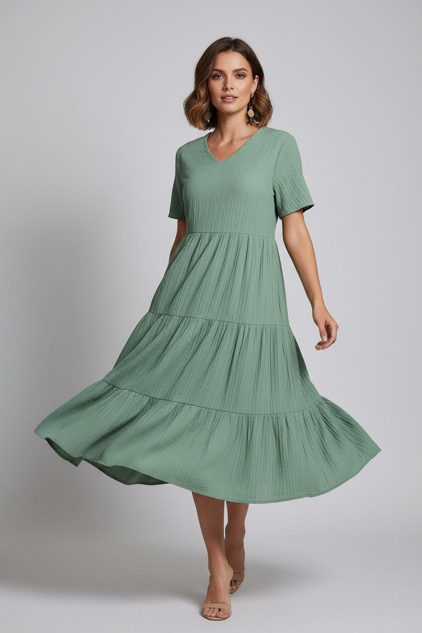 Robe bohème estivale pour femme – Coupe fluide évasée A-line, col V | ROBEMODE