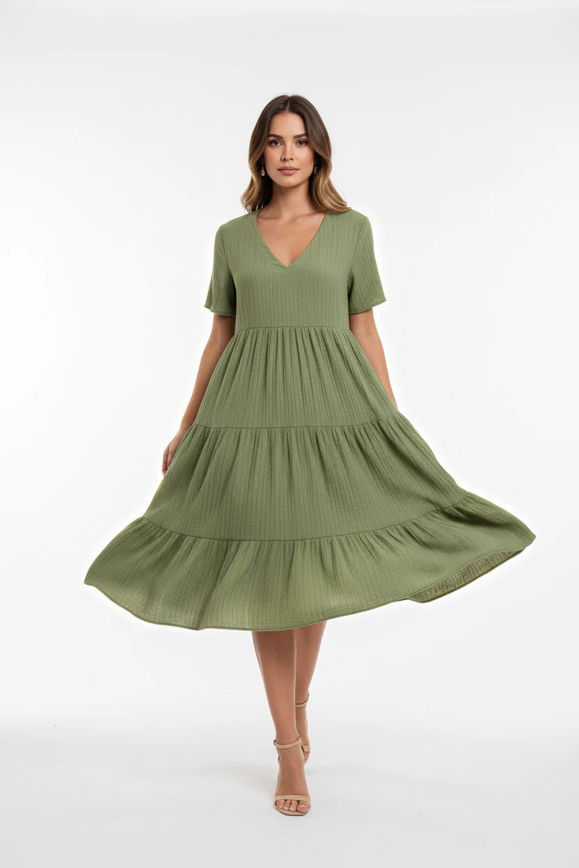 Robe bohème estivale pour femme – Coupe fluide évasée A-line, col V | ROBEMODE