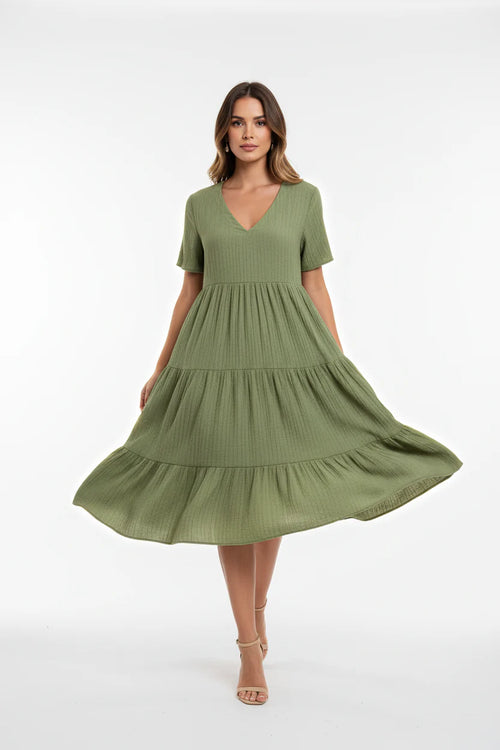 Robe bohème estivale pour femme – Coupe fluide évasée A-line, col V | ROBEMODE