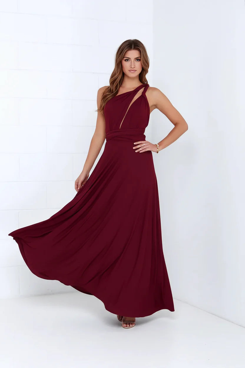 Robe longue bohème pour femme – Coupe fluide à col V multi-positions | ROBEMODE