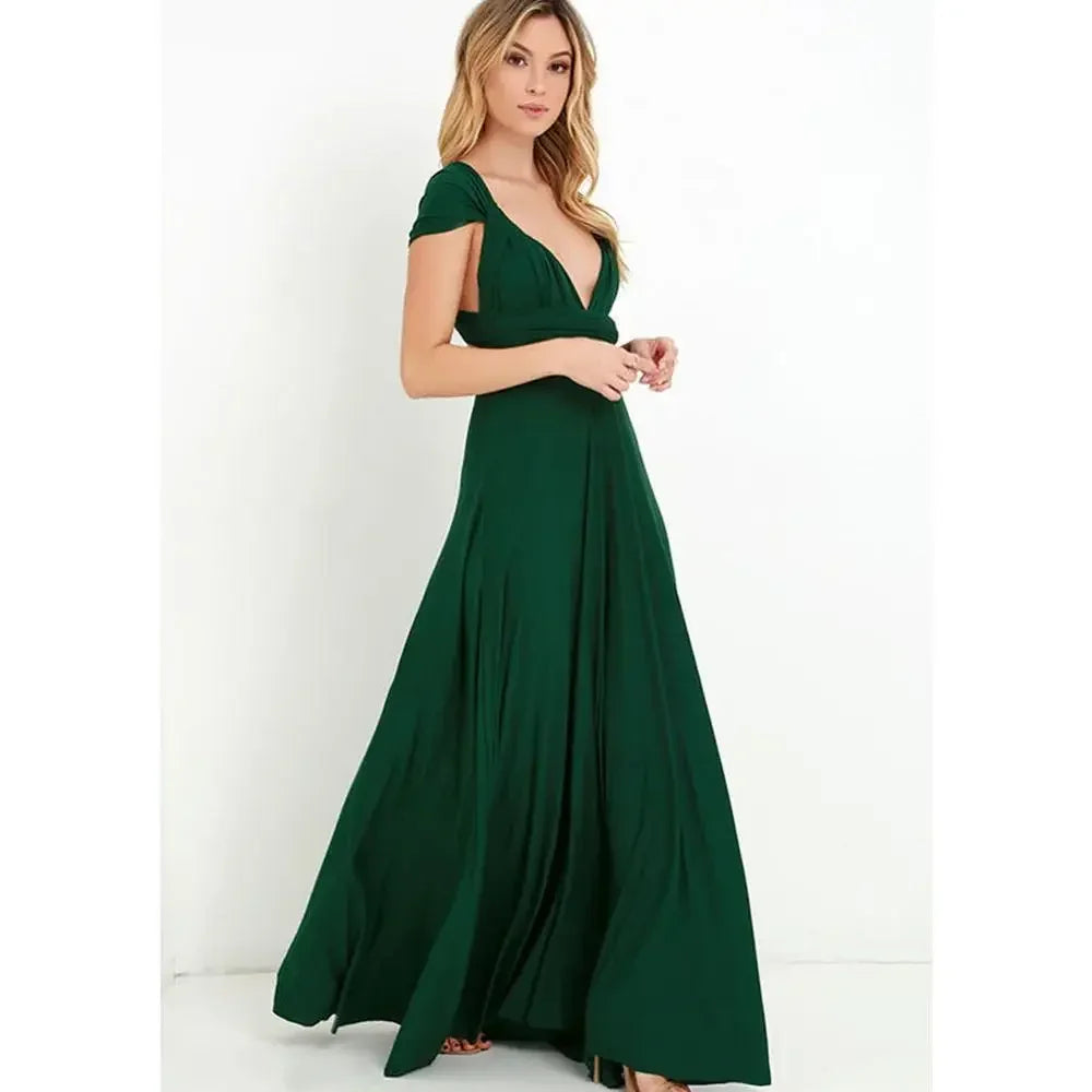 Robe longue bohème pour femme – Coupe fluide à col V multi-positions | ROBEMODE