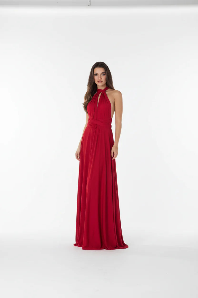 Robe longue bohème pour femme – Coupe fluide à col V multi-positions | ROBEMODE