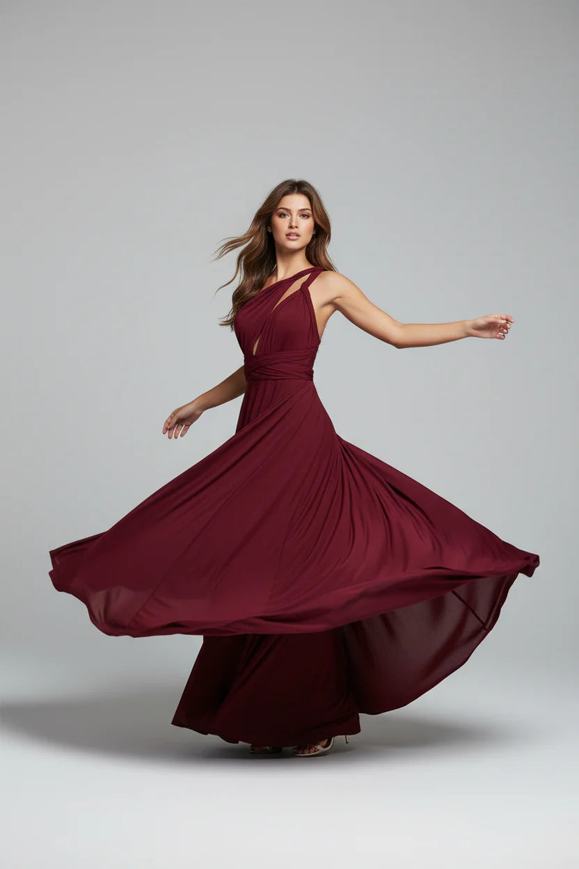 Robe longue bohème pour femme – Coupe fluide à col V multi-positions | ROBEMODE