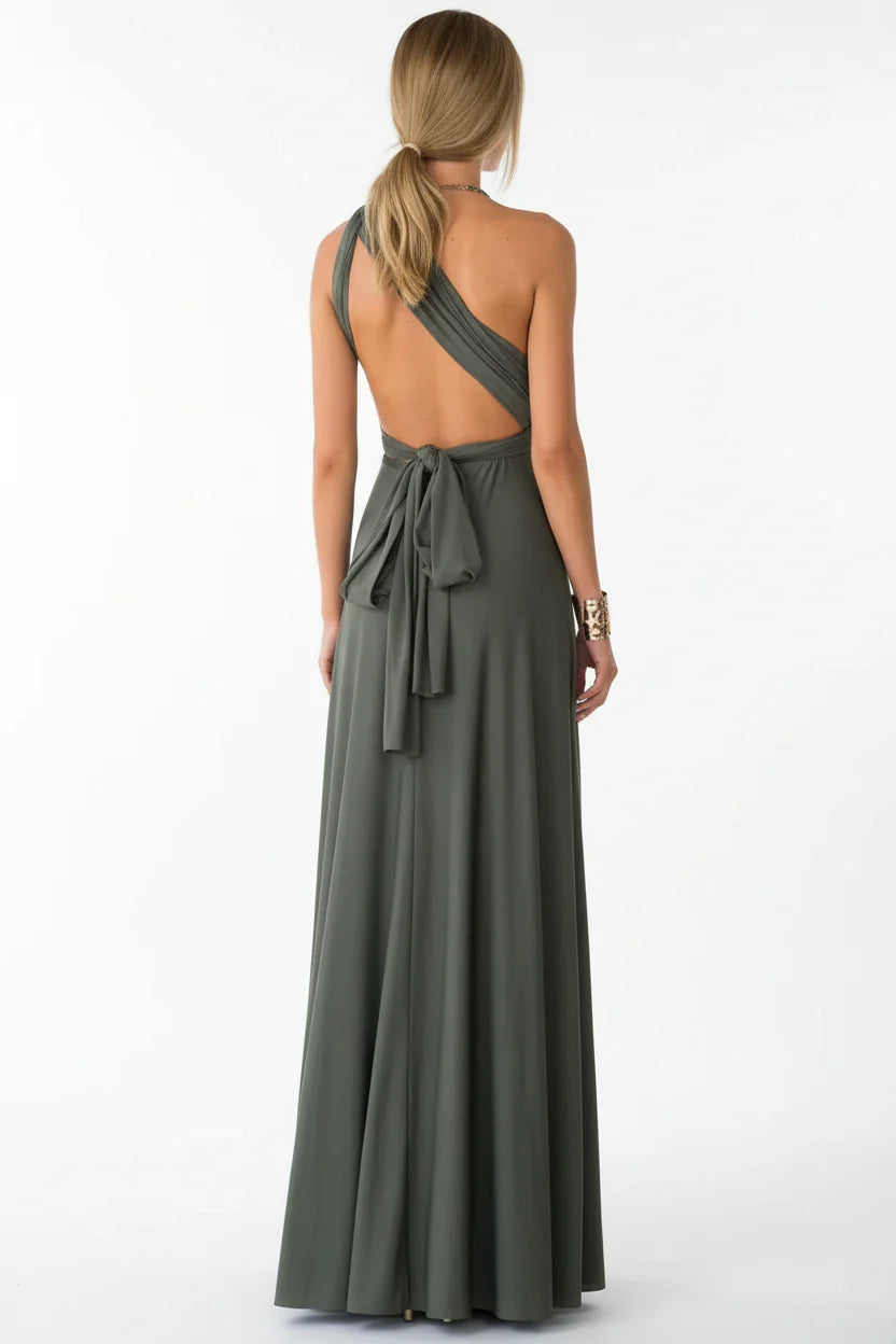 Robe longue bohème pour femme – Coupe fluide à col V multi-positions | ROBEMODE