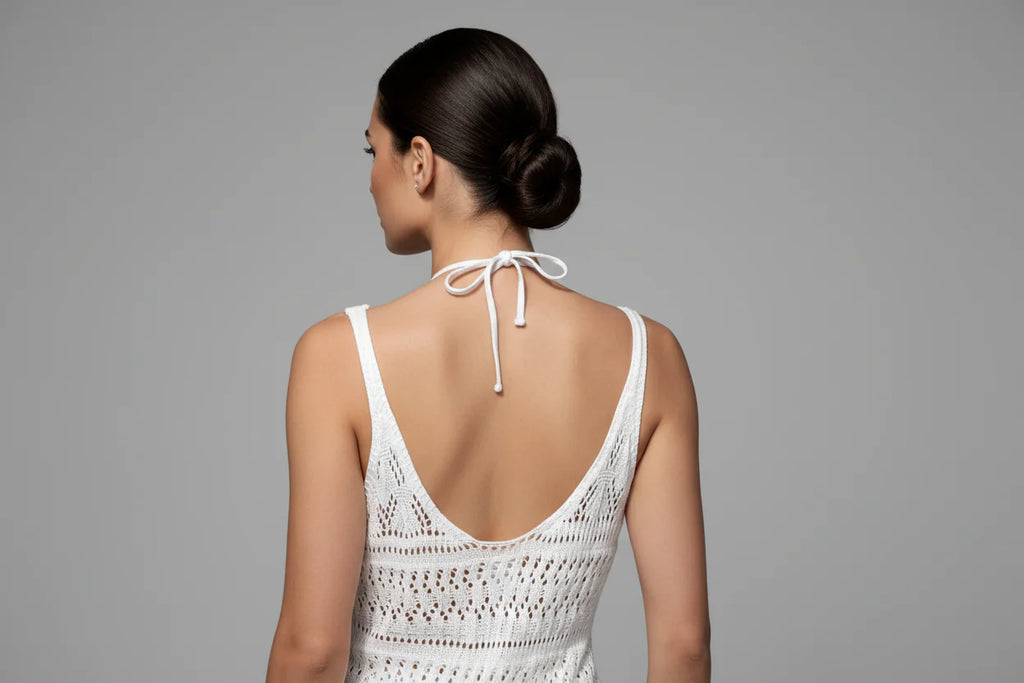 Robe longue ajourée pour femme – Coupe fluide à fines bretelles, esprit estival | ROBEMODE