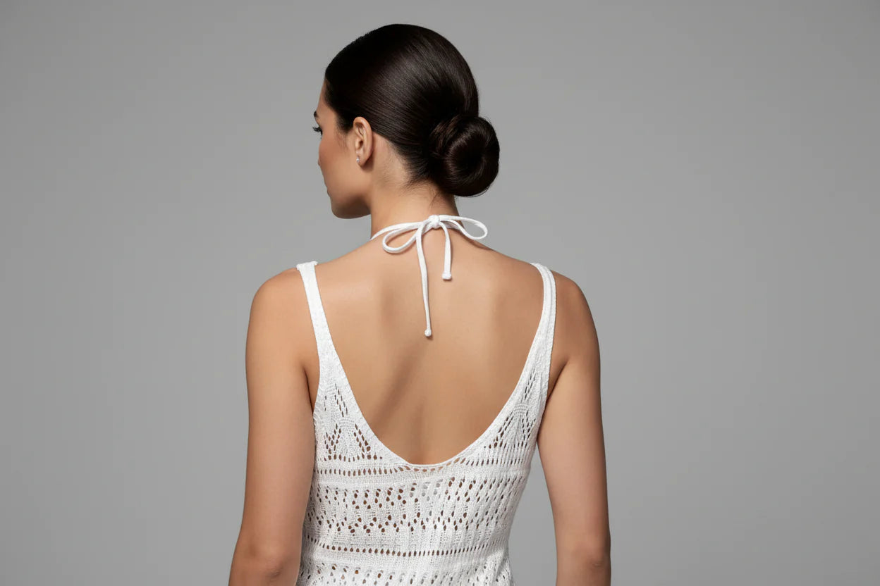 Robe longue ajourée pour femme – Coupe fluide à fines bretelles, esprit estival | ROBEMODE