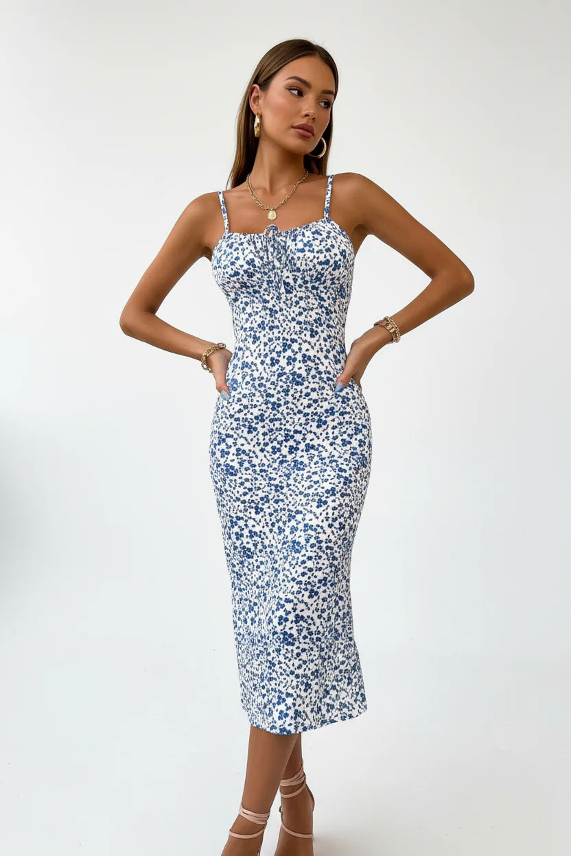 Robe dos nu imprimée pour femme – Coupe fluide à taille marquée | ROBEMODE